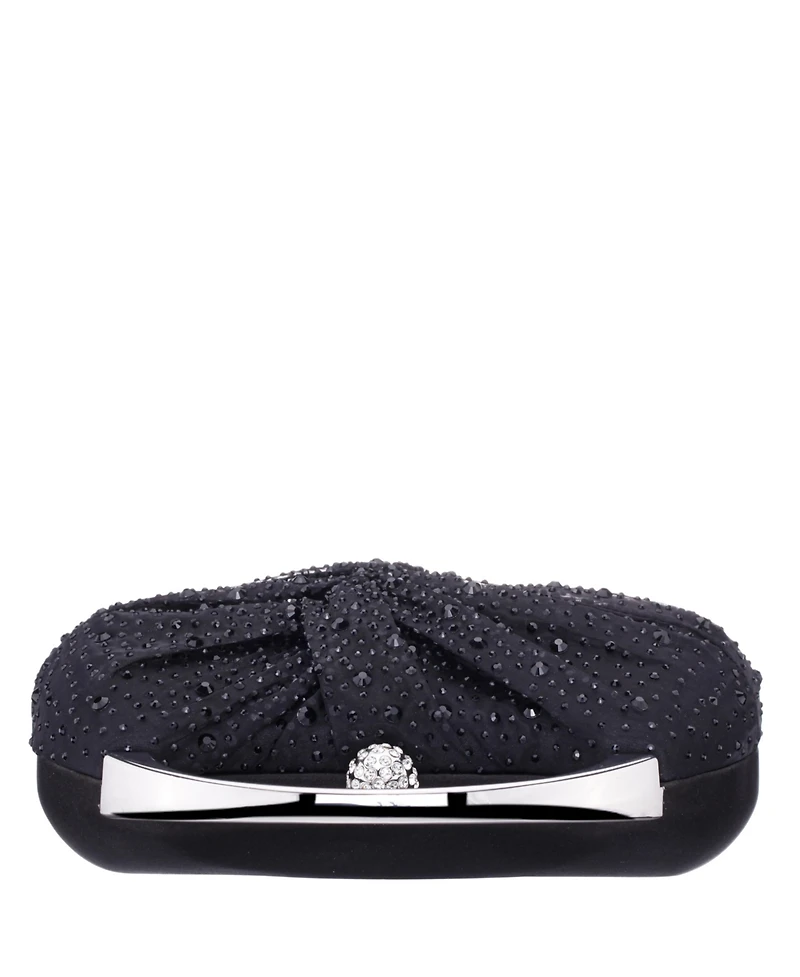 Nina Crystal Twist Chiffon and Satin Minaudiere Clutch Bag