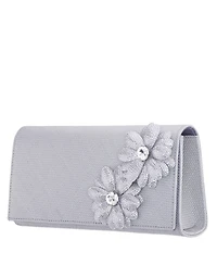 Nina Double Crystal Flower Slim Clutch Bag