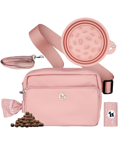 3-in-1 Dog Walk Bag, Travel Bowl , & Reflective Leash with Matching Planet-Safe Poop Bags