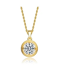 Cubic Zirconia Sterling Silver Gold Plated Classic Round Pendant
