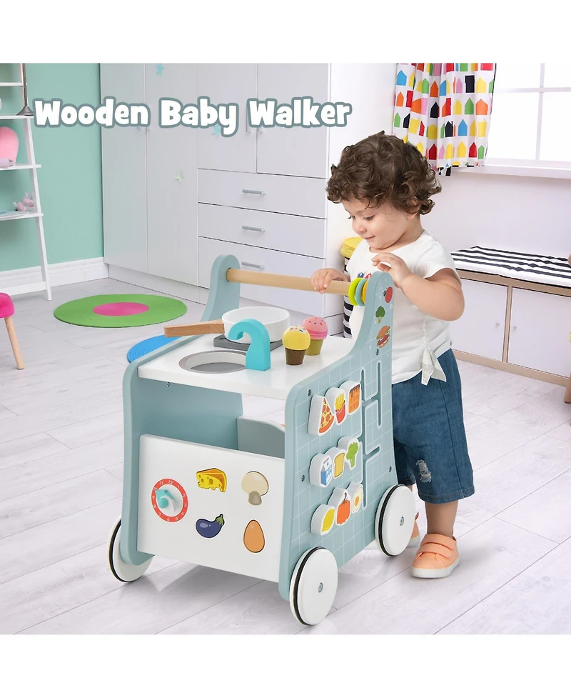 Slickblue 6-in-1 baby push walker with Play Kitchen Over 12 Months