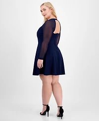 City Studios Trendy Plus Square-Neck Back-Cutout Dress