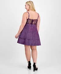 City Studios Trendy Plus Fit & Flare Glitter Dress