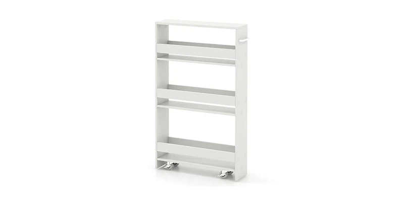 Rolling Kitchen Slim Storage Cart Mobile Shelving Organizer with Handle
