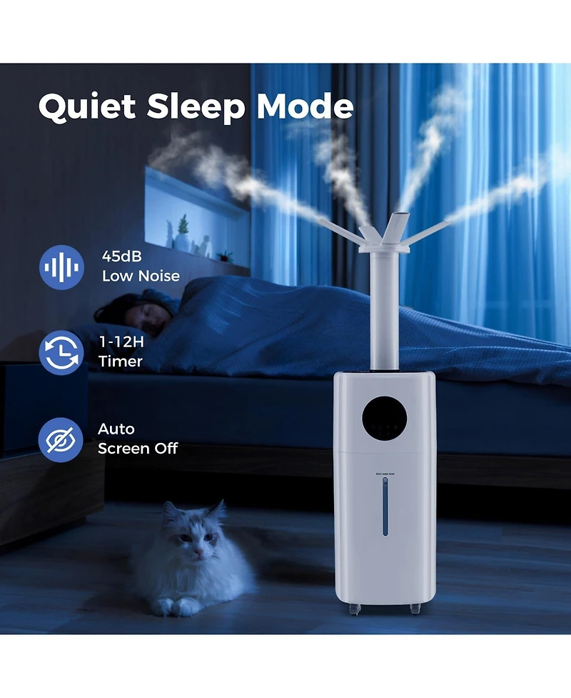 5.5Gal Humidifier for Large Room with 360° Nozzles and Wheels
