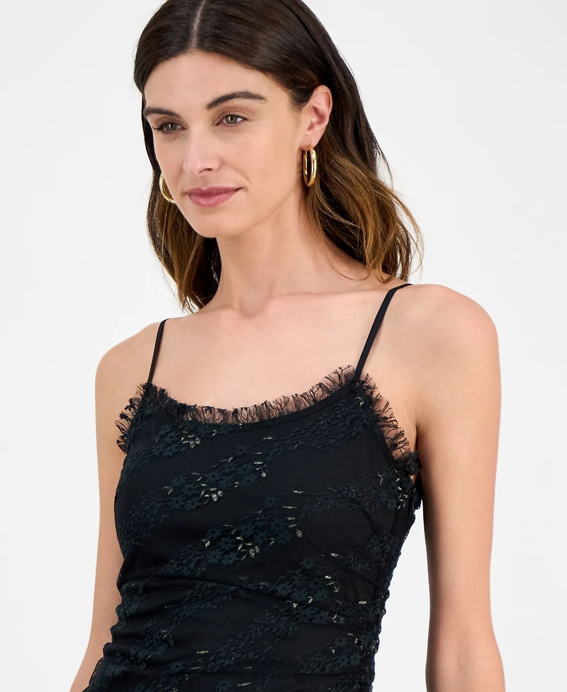 14th Place Juniors' Asymmetrical Lace Dress