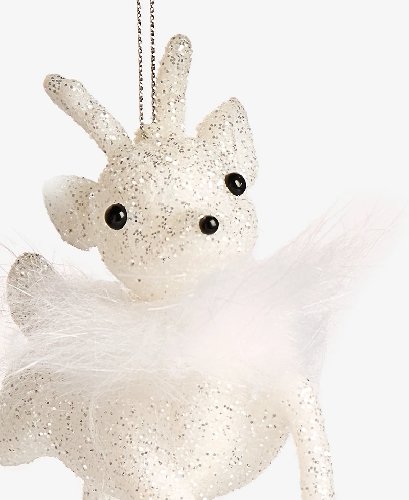 Holiday Lane Iced Delight White Deer With Feathers Ornament, Macy's Exclusive
