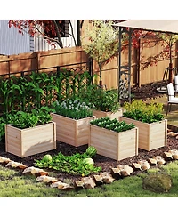 Wooden Raised Garden Bed Elevated Planter Box with Open-Ended Base