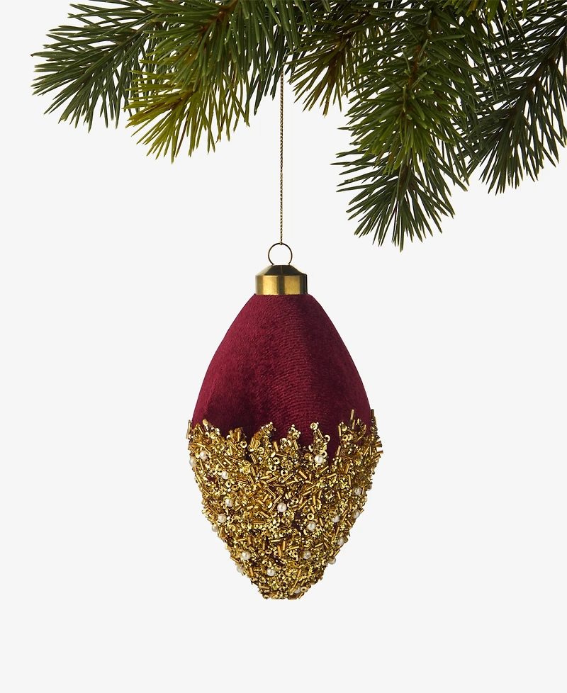 Holiday Lane Berry Tones Red Velvet Finial Ornament, Macy's Exclusive