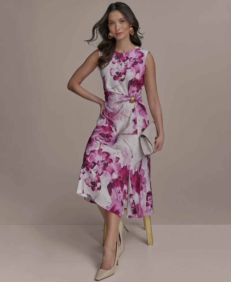 Donna Karan New York Women's Sleeveless Floral Midi Dress