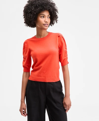 On 34th Women's Puff-Sleeve Crewneck Sweater, Exclusively at Macy's