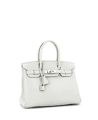 Pre-Owned HERMES Birkin 30 Handbag Grey Clemence with Palladium Hardware