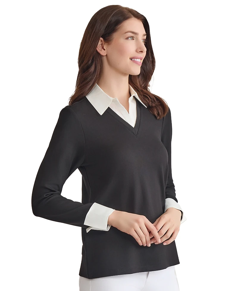 Jones New York Women's Serenity Knit Layered-Look Top