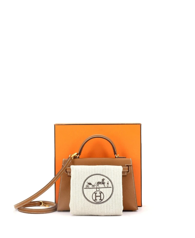 Pre-Owned Hermes Kelly 20 Handbag Brown Epsom with Gold Hardware