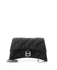 Pre-Owned Balenciaga Small Crush Chain Flap Bag Quilted Denim
