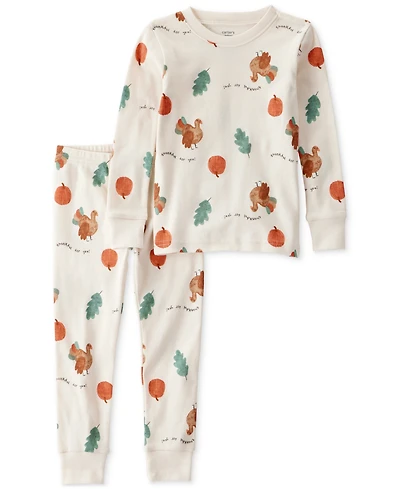 Carter's Toddler Thanksgiving-Print Snug Fit Cotton Pajamas, 2 Piece Set