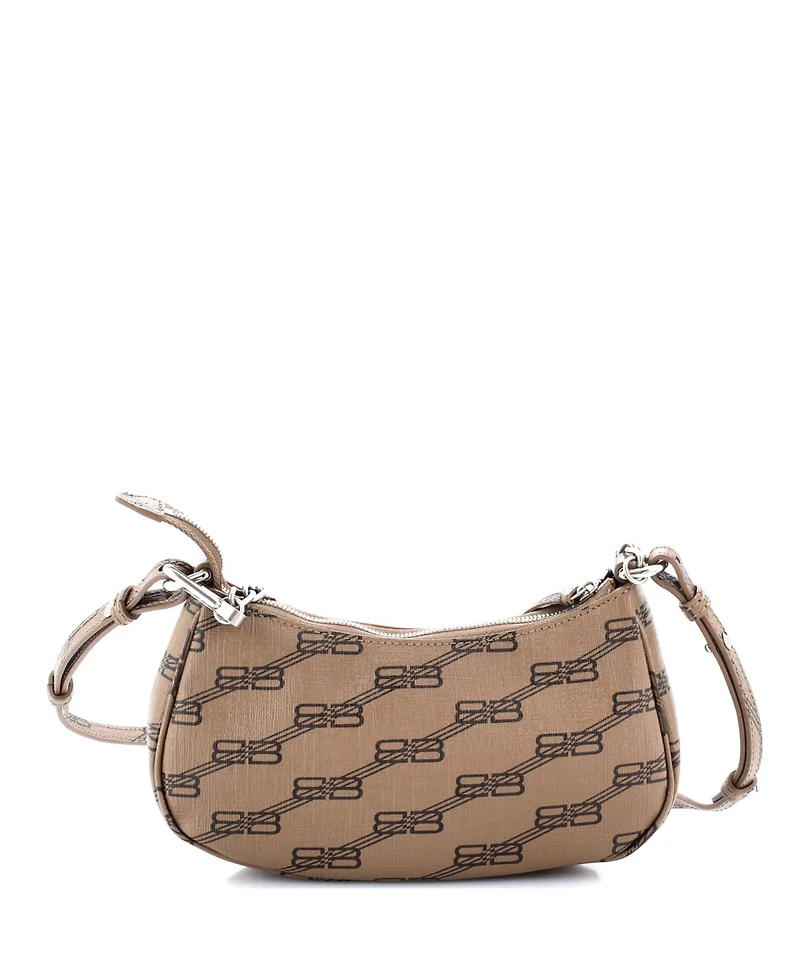 Pre-Owned Balenciaga Mini Le Cagole Giant Studs Shoulder Bag Bb Monogram Coated Canvas
