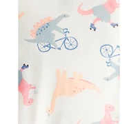 Carter's Toddler Girls Dinosaur-Print Snug-Fit Cotton Pajamas, 4 Piece Set