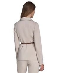 Halston Women's Faux-Leather Belted Stand-Collar Jacket