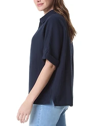 Gloria Vanderbilt Women's Cotton Callista Roll-Tab Textured Top