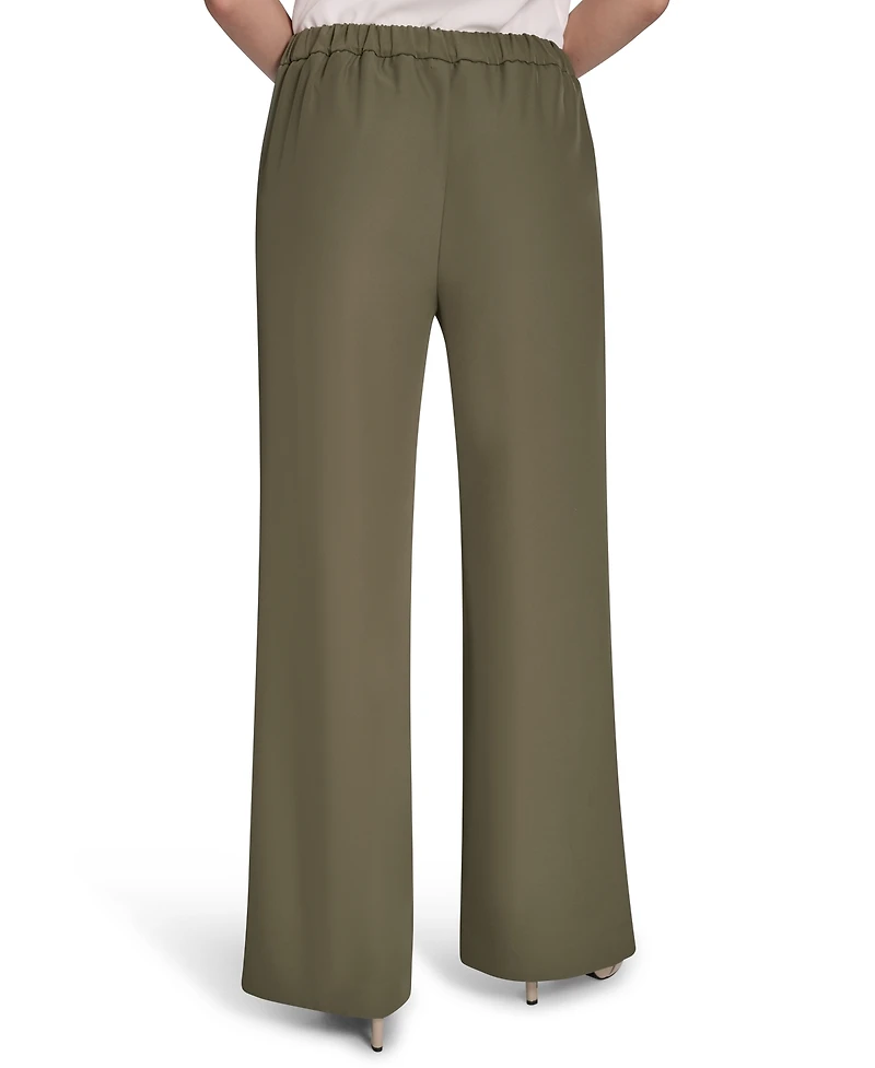 Halston Women's Soft Suiting Wide-Leg Pull-On Pants