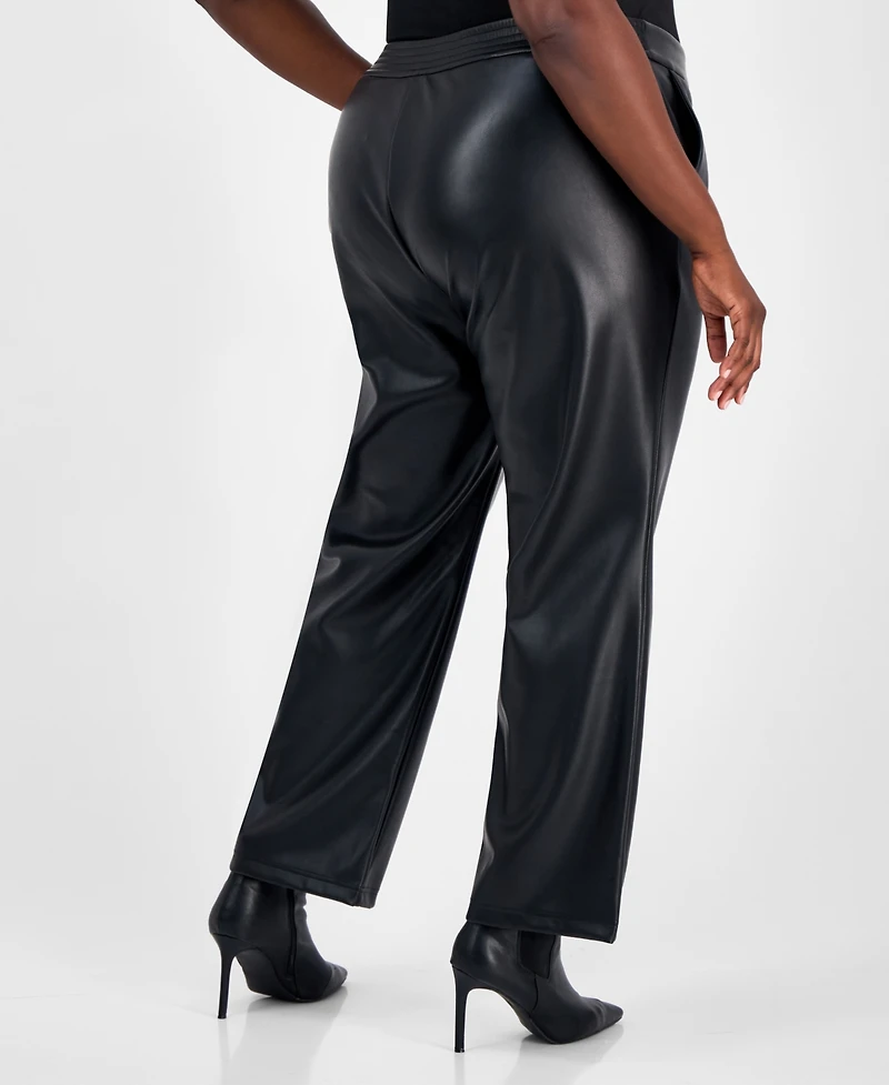 Bar Iii Trendy Plus Faux-Leather Pants, Macy's Exclusive