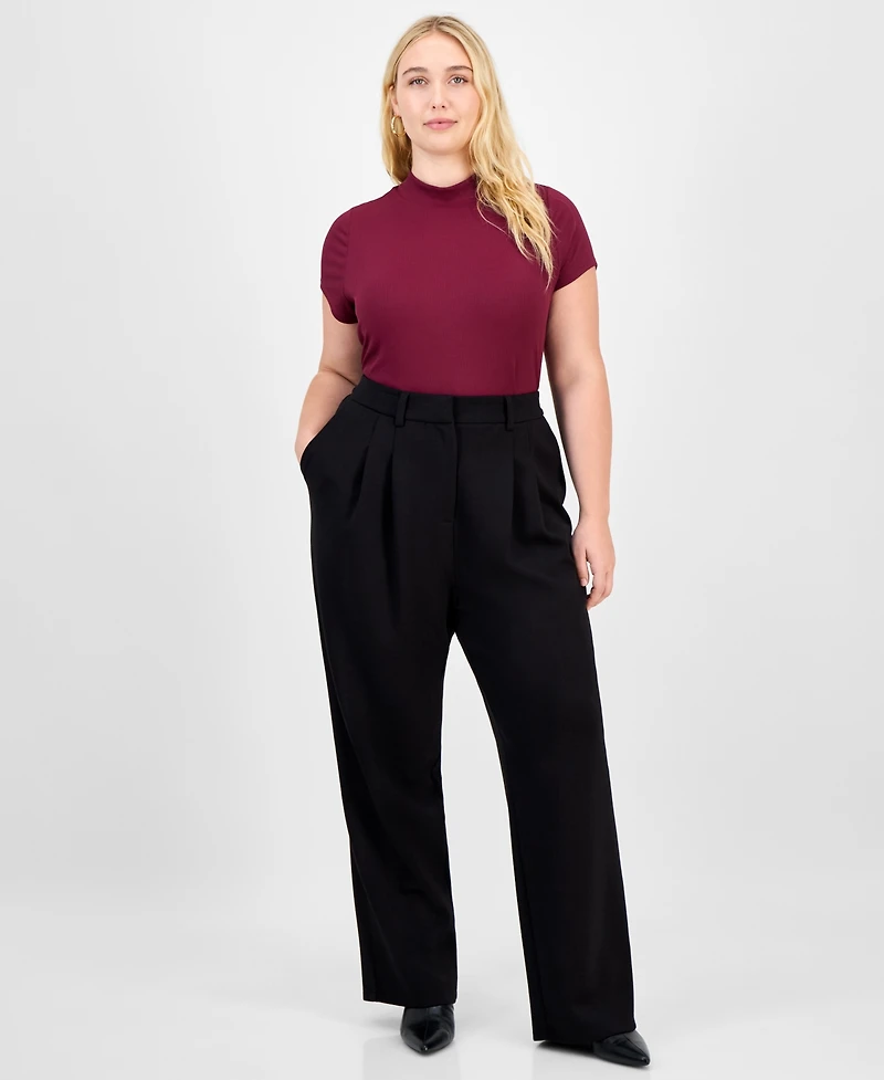 Bar Iii Trendy Plus Scuba Wide-Leg Pants, Macy's Exclusive