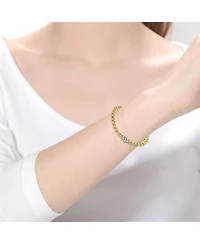 14K Gold Plating with Clear Cubic Zirconia Flower Bloom Bracelet