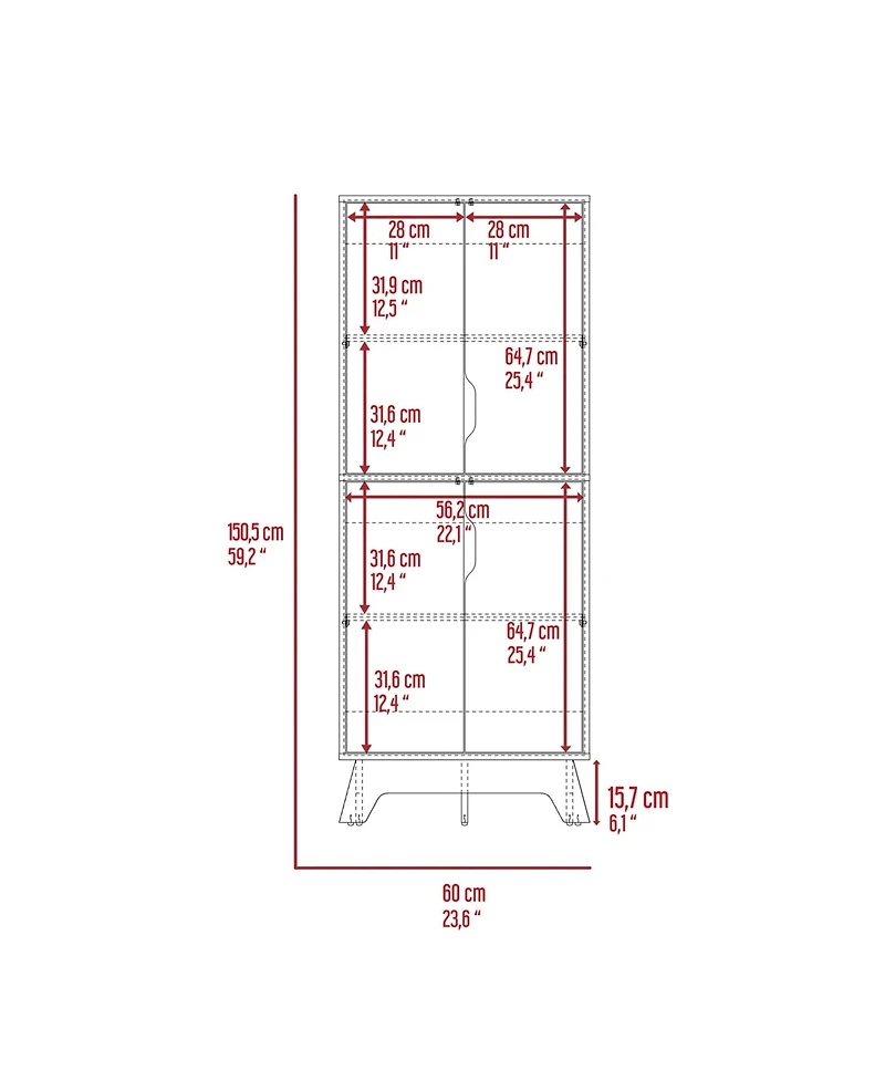Depot E-shop Dahoon Double Kitchen Pantry Double Kitchen Pantry, Double Door Cabinet, Four Shelves, Light Oak / White