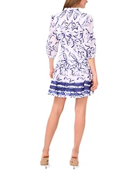 CeCe Women's Cotton Printed Belted Short Shirtdress