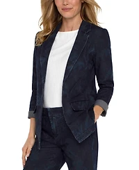 Liverpool Los Angeles Women's Floral Denim Boyfriend Blazer