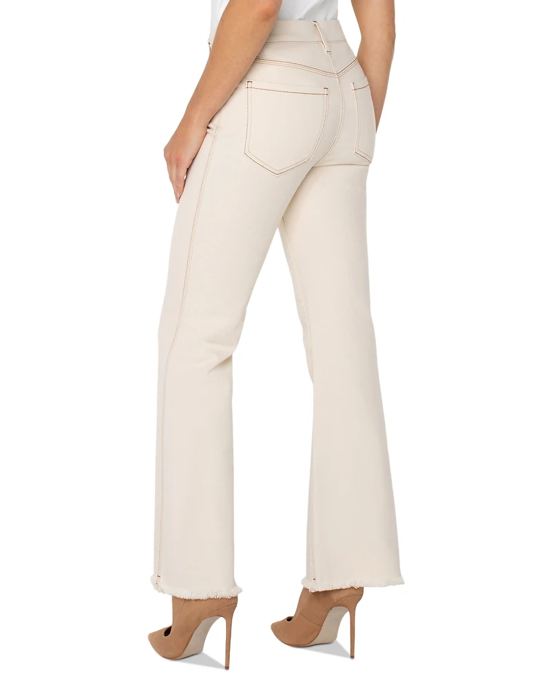 Liverpool Los Angeles Women's Gia Glider Mid-Rise Flare Fray-Hem Jeans
