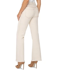 Liverpool Los Angeles Women's Gia Glider Mid-Rise Flare Fray-Hem Jeans