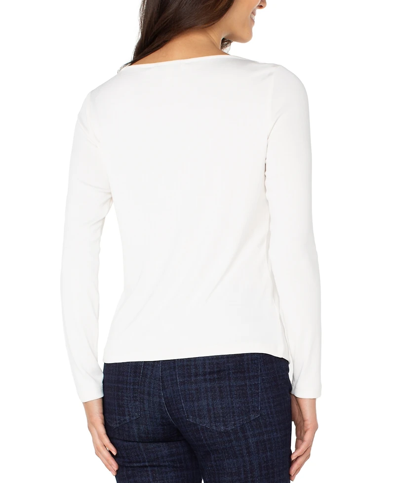 Liverpool Los Angeles Women's Boat-Neck Long-Sleeve Knit Top