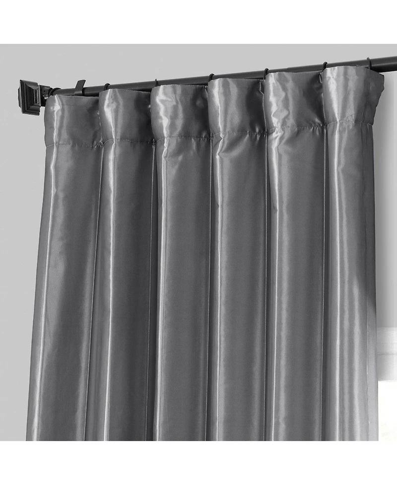Half Price Drapes Platinum Solid Faux Silk Taffeta Room Darkening Curtain