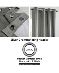 Half Price Drapes Silver Grey Grommet Signature Velvet Blackout Curtain
