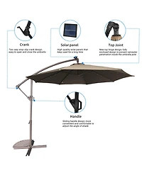 10 Ft Cantilever Patio Umbrella with Lights Offset Patio Umbrella Crank Large Outdoor Umbrella Pool Umbrella