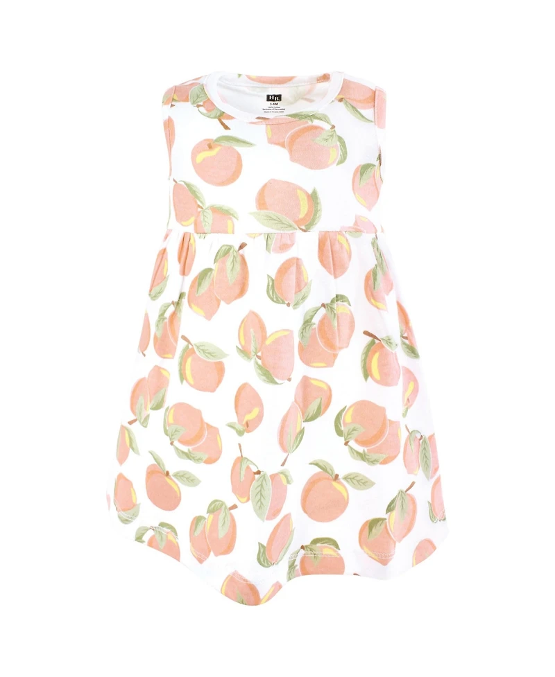 Hudson Baby Girls Cotton Dress and Cardigan Set, Sweet Peach