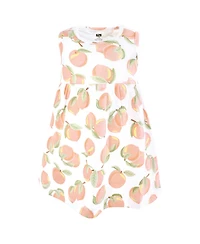 Hudson Baby Girls Cotton Dress and Cardigan Set, Sweet Peach
