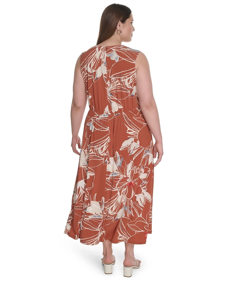Calvin Klein Plus Sleeveless V-Neck Midi Dress