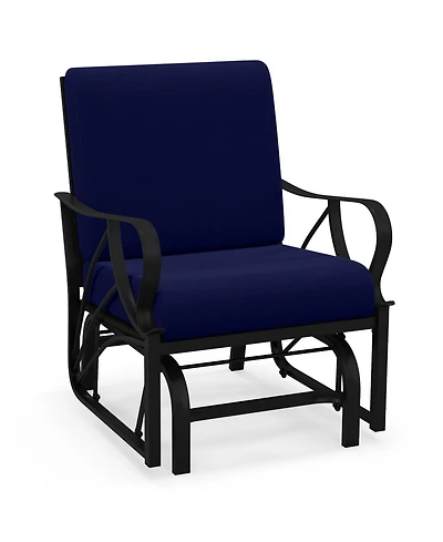 Slickblue Patio Glider Rocking Chair with Thick Cushion and Curved Armrest