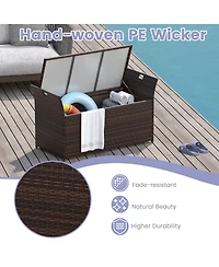 Slickblue Outdoor Bench with Hand-woven Pe Rattan Wicker and Side Handles