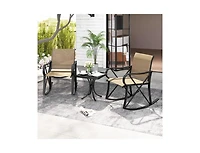 3 Piece Patio Rocking Set with Smooth Motion Outdoor Rocker Chair Bistro