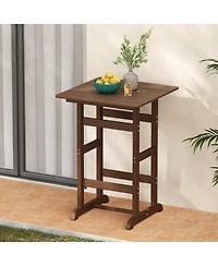 Square Bar Table Dining with Slatted Tabletop for Poolside
