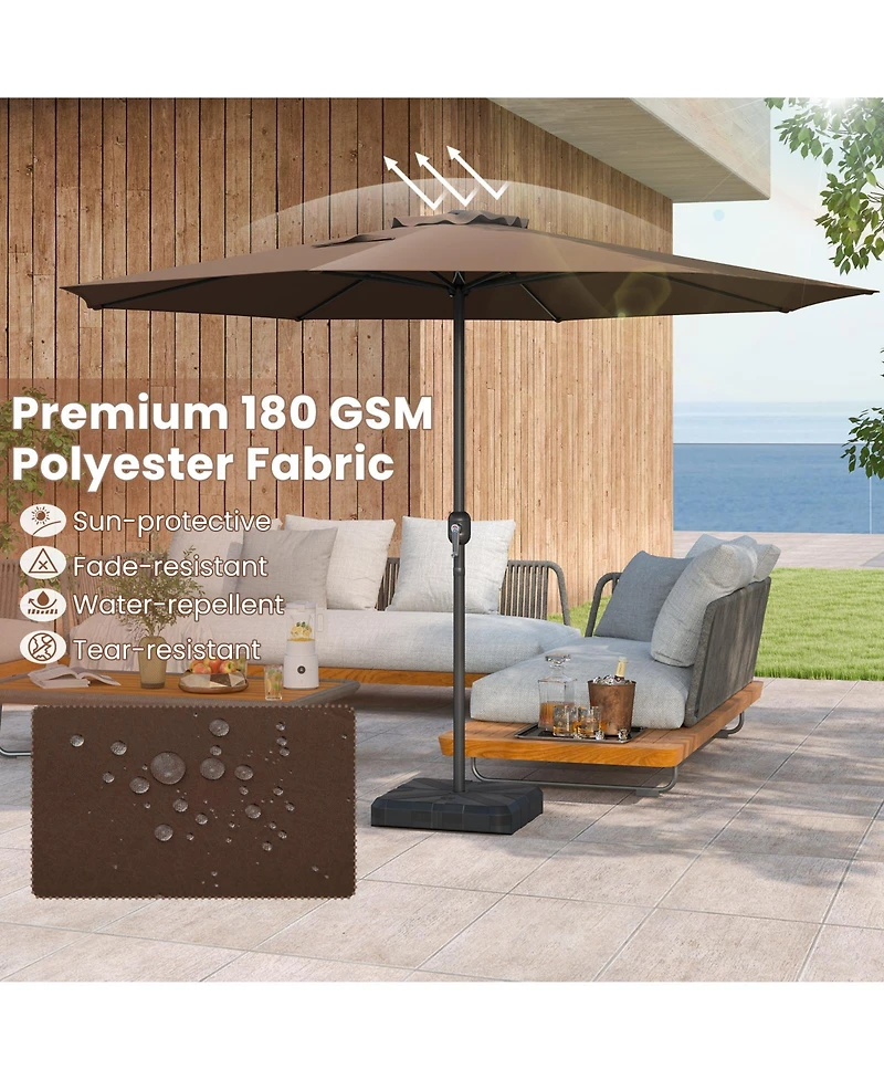 Patio Umbrella with Crank Handle and 8 Sturdy Ribs for Outdoor Shade