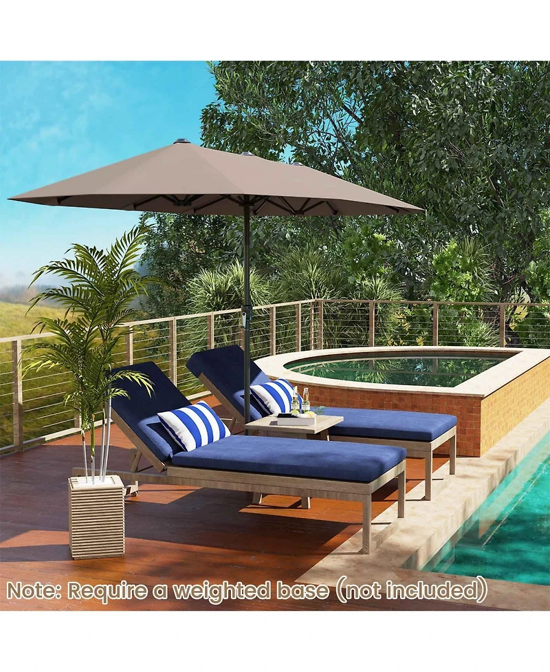 Extra Wide Patio Market Umbrella Double-Sided with Crank for Outdoor Tables