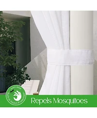 Awesome Home Insect Shield Leno Stripe Tab Top Curtain Panel