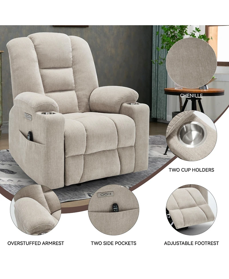 Casainc Power Lift Recliner Chair with Massage Heavy Duty Motion Usb and Type C Ports