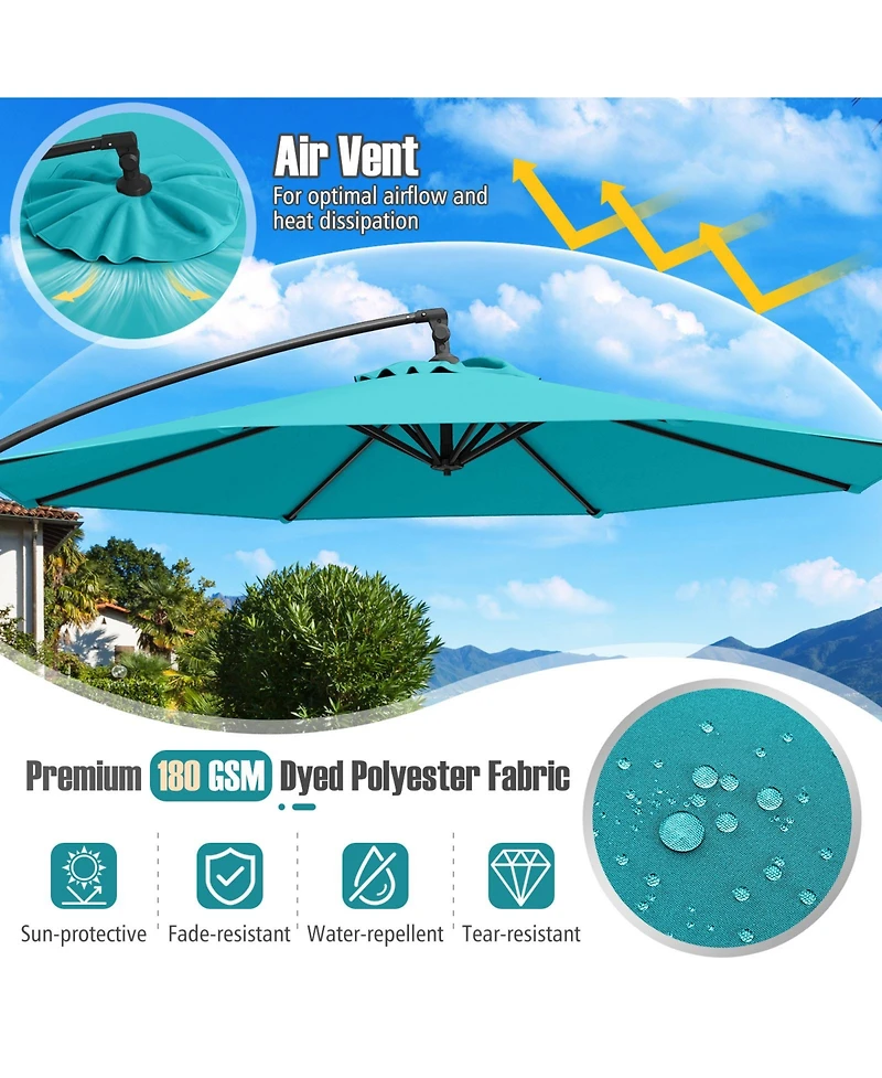 Offset Hanging Umbrella with Base Patio Cantilever Umbrella with Tilt