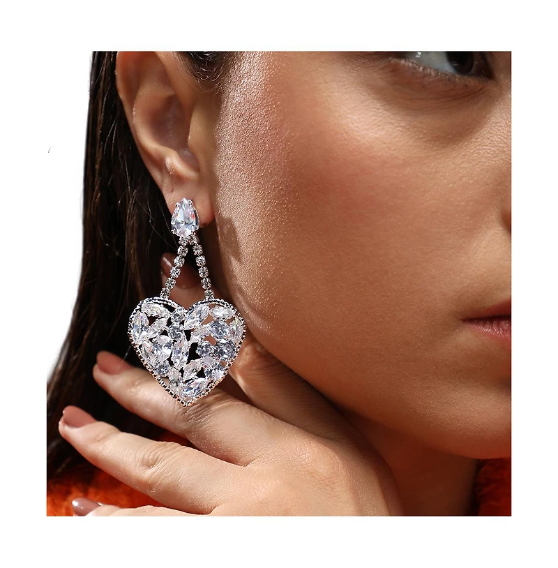Sohi Women's Heart Drop Earrings